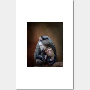 De Brazza's Monkey Babysitting Posters and Art